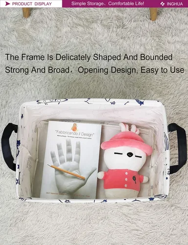Miniatura 4 de Cesta de Almacenamiento Rectangular Organizador de Tela para Juguetes, Libros, Ropa, Regalos, Mascotas - Perfecto para Hogar, Oficina, Guardería