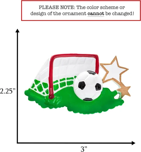 Miniatura 2 de Adorno Navideño Personalizado de Fútbol 2025 Pelota de Fútbol con Estrellas Doradas, Césped y Red de Portería para Árbol de Navidad - Regalo