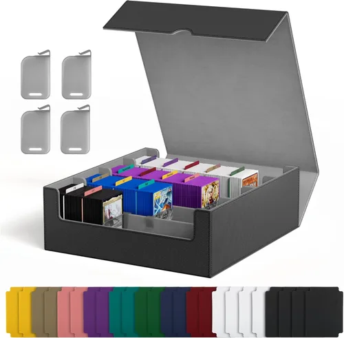 Miniatura 19 de Caja de almacenamiento de cartas UAONO para cartas de intercambio, estuche de cubierta de cartas PU de 1800+ para Commander, soporte de cartas
