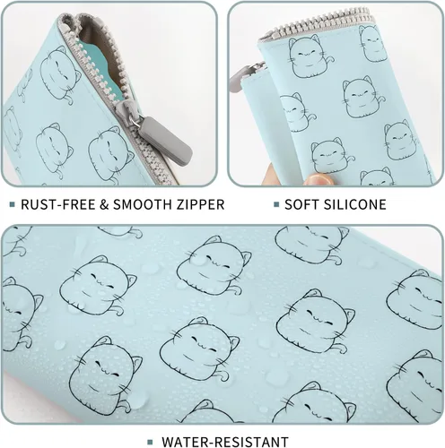 Miniatura 2 de Manmihealth Bonita bolsa de maquillaje de silicona para gatos, bolsas de cosméticos para mujeres, soporte para brochas de maquillaje de viaje, bolsa