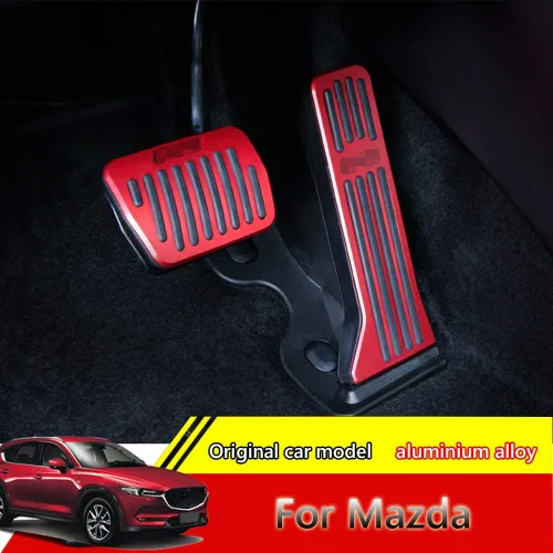 Miniatura 2 de Great-luck Fundas de pedal de acelerador de gas de aleación de aluminio, antideslizantes, sin perforación, kit de accesorios de 2 piezas/juego Rojo