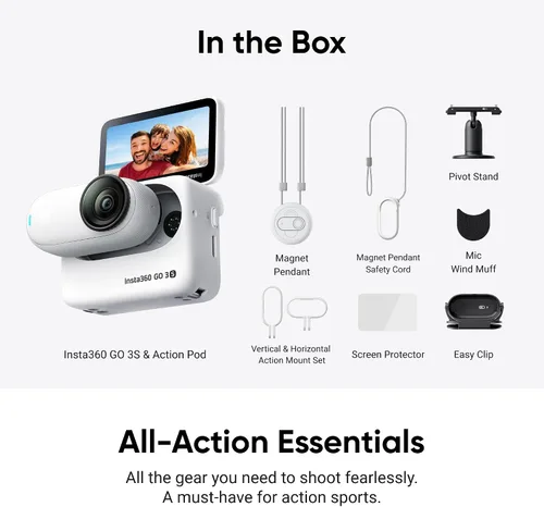 Miniatura 9 de Insta360 GO 3S - Paquete de acción de 128 GB blanco 4K, cámara portátil diminuta para vlogs, POVs sin manos, montaje en cualquier lugar