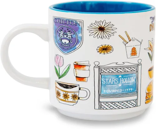 Taza de cerámica con iconos de Gilmore Girls de Stars Hollow | Taza grande de café para espresso, cafeína, bebidas, artículos esenciales para el