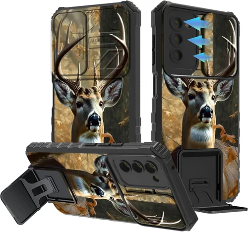 Miniatura 1076 de Funda para Samsung Galaxy S22 Ultra 5G, Galaxy S22 Ultra con cubierta de cámara deslizante, funda resistente de doble capa con función atril Black
