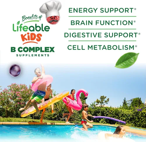 Miniatura 3 de Lifeable Complejo de vitamina B sin azúcar para niños Complejo B con vitamina C Vitaminas del complejo VIT B de gran sabor Apoyo energético