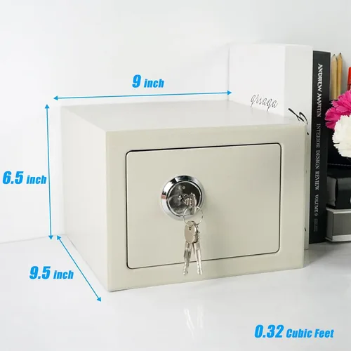 Miniatura 3 de DreamsEden Pequeña caja de seguridad de acero con cerradura de llave, caja de seguridad de acero con llaves para documentos personales, dinero