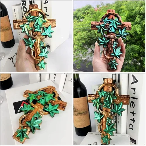 Miniatura 5 de OSALADI Vasos de paja Moldes de fundición de silicona en forma de cruz Molde epoxi Llavero de silicona de resina para bricolaje, collar, pulsera
