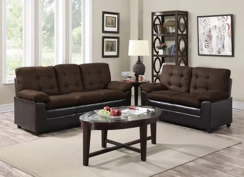 Miniatura 2 de GTU Furniture Juego de sofá y sofá biplaza de microfibra negro 2 piezas