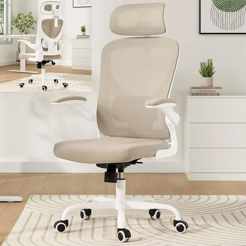 Miniatura 9 de Sillas de oficina ergonómicas de malla con soporte lumbar y reposacabezas ajustable, cómoda silla de escritorio para computadora con respaldo alto