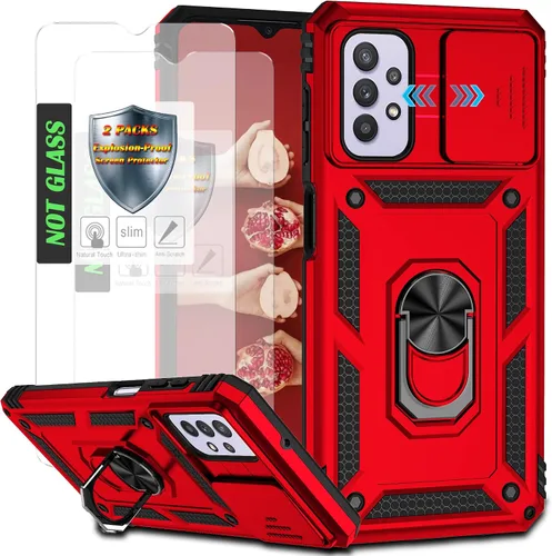 Miniatura 18 de Funda para Galaxy A26 con cubierta para lente de cámara, protector de pantalla HD, protección contra caídas de grado militar, soporte de anillo