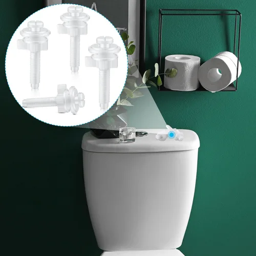 Miniatura 4 de Kit de repuesto de 32 piezas de tornillos para asiento de inodoro Jetec, pernos de plástico con tuercas de plástico y arandelas, kit de piezas