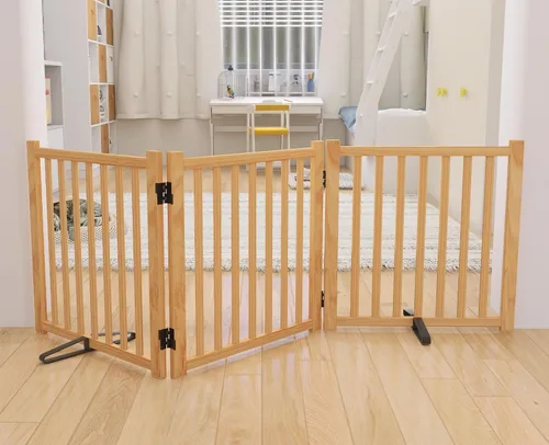 Miniatura 18 de YOCAN Puertas independientes de madera no pintadas para perros, para la casa, puertas, escaleras, vallas de madera para perros para interiores