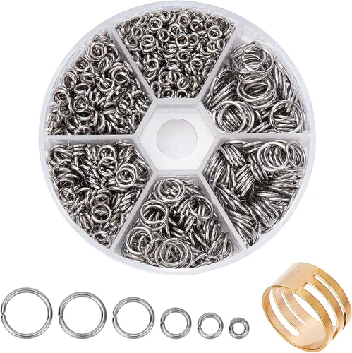 Miniatura 11 de PH PandaHall Anillo de salto de acero inoxidable 304, 550 anillos de salto abiertos de 0.315 pulgadas de calibre 18 para aretes, pulseras, collares