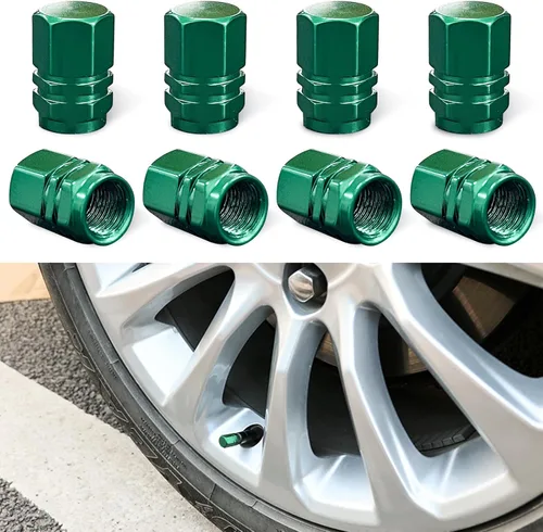 Ziciner 8 piezas de tapas de vástago de válvula para neumáticos de automóvil, cubiertas de válvula de rueda de aleación de aluminio con junta tórica