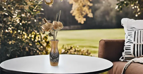 Miniatura 3 de AeraVida Jarrón de madera tallada a mano de hibisco y mango de 8 pulgadas Florero decorativo de madera en forma de botella marrón para sala