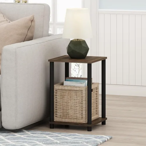 Miniatura 17 de Furinno JUST - Mesa auxiliar moderna de 3 niveles con estación de carga, mesita de noche de fácil montaje, mesita de noche con puerto USB y tipo C