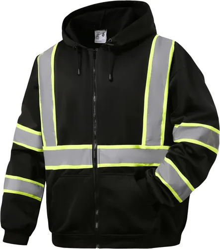 SKSAFETY Hi Vis - Sudaderas con capucha de seguridad para el trabajo para hombre, chaqueta con capucha reflectante de alta visibilidad de clase 3,