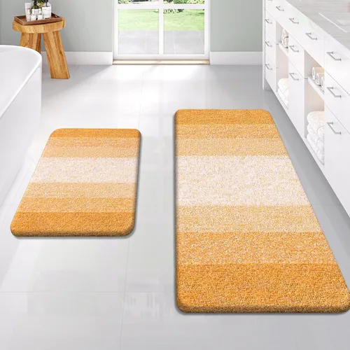 Miniatura 94 de OLANLY Juego de 2 alfombras de baño de microfibra suave y absorbente, antideslizantes, se pueden lavar y secar a máquina, alfombras de baño peludas