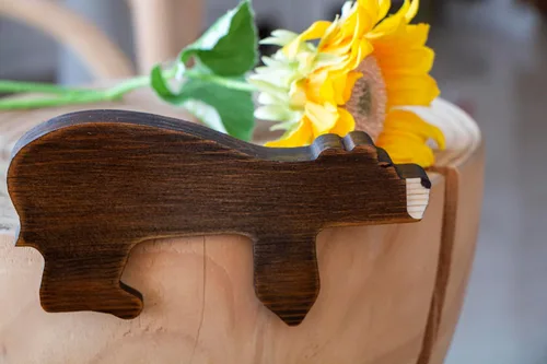 Miniatura 2 de Decoración de puerta (madera, lado izquierdo), adorable adorno de puerta con forma de oso, decoración de madera hecha a mano para un toque rústico