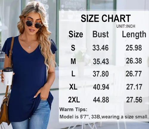Miniatura 4 de HOTGIFT Camiseta de manga corta para mujer, estilo casual, para playa, plisada, para leggings