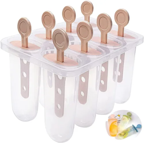 Moldes de paletas de silicona, 8 moldes de silicona para paletas, moldes de paletas de hielo caseros sin BPA, reutilizables de fácil liberación con
