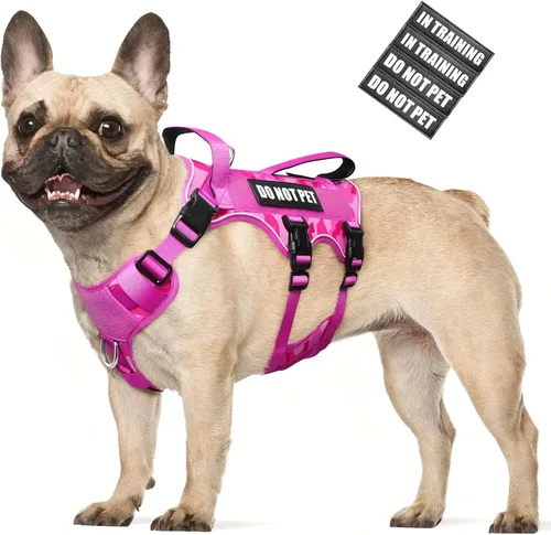 Miniatura 19 de WINSEE - Arnés para perro a prueba de fugas, arnés Molle de servicio y trabajo con doble asa, chaleco táctico para mascotas con 4 parches