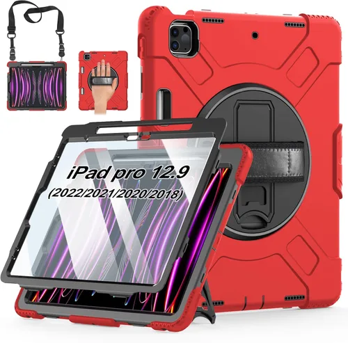 Miniatura 16 de Funda para iPad Pro de 12.9 2022/2021/2020/2018: Funda para iPad Pro 12.9 6ª/5ª/4ª/3ª generación con protector de pantalla, soporte para lápices