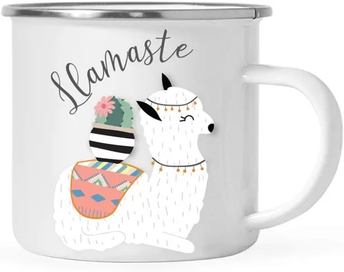 Miniatura 7 de Andaz Press Taza de café de acero inoxidable con temática de alpaca de 11 onzas, regalo de broma, colorido gráfico de llama bohemio, 1 paquete, taza