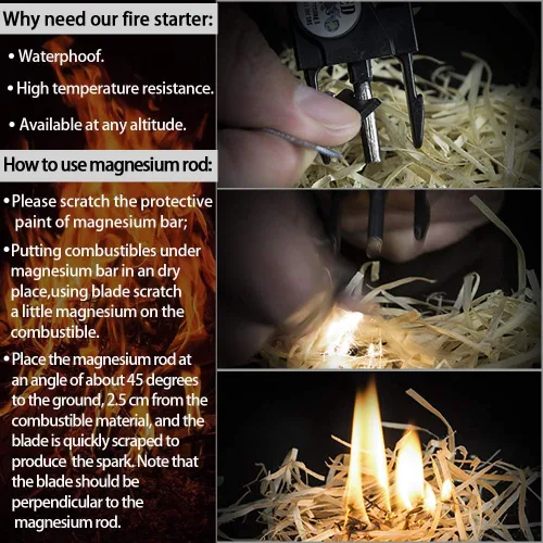 Miniatura 3 de Brazalete de supervivencia con paracord, iniciador de fuego, luz SOS impermeable, brújula, silbato, AK87 ajustable 20 en 1, juego de supervivencia