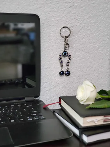 Miniatura 5 de Bravo Team - Llavero con dije de ojo malvado para colgar en forma de caballo con cristal azul, con cierre – Signo de buena suerte, buena suerte