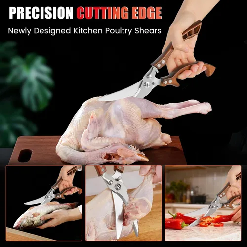 Miniatura 2 de ANDONG Tijeras de cocina, tijeras profesionales resistentes para aves de corral, de acero inoxidable, con resorte, aptas para lavavajillas