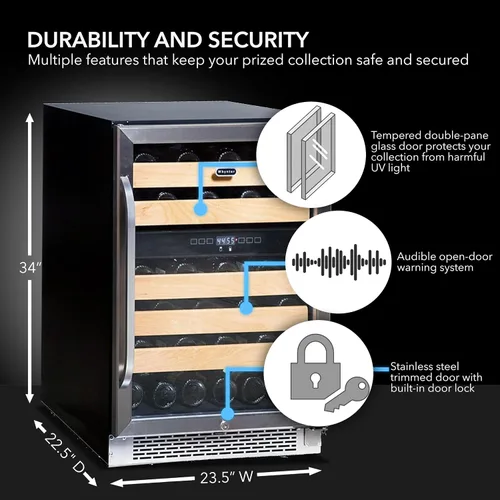 Miniatura 2 de Whynter BWR-462DZ - Refrigerador de vino con 46 botellas de doble temperatura, color plateado