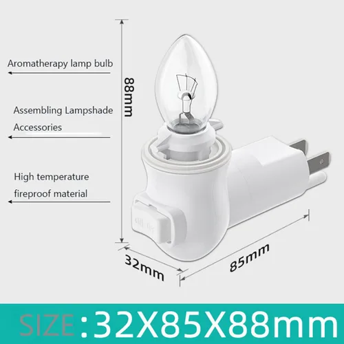 Miniatura 3 de Módulo de luz nocturna enchufable, enchufe de luz de pared con interruptor de encendido/apagado, enchufe de base E12 para luz nocturna de sal
