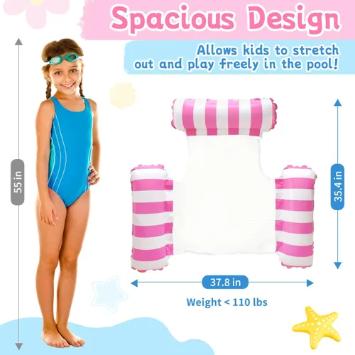 Miniatura 4 de Pool Floats Kids, Meegoo Pool Lounge Chairs 3 Tubes Floaties Water Hammock Inflatable Pool Toys for Kids Ages 8-12 for Summer Party Beach Vacation