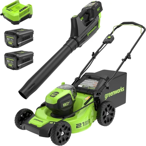 Miniatura 17 de Greenworks Cortacésped eléctrico inalámbrico sin escobillas de 80 V 21 pulgadas (autopropulsado) + soplador de hojas axial (580 CFM)