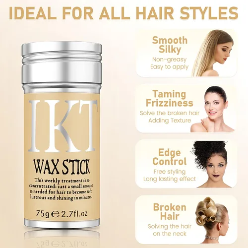 Barra de cera para el cabello para pelucas + 4 piezas de cepillos de borde, juego de peine para peinar el cabello, control de bordes, pomada para el