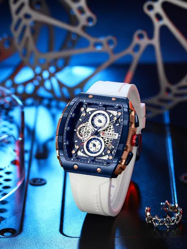 Miniatura 3 de Relojes cronógrafo de lujo para hombre correa de goma clásico impermeable fecha analógico reloj de cuarzo