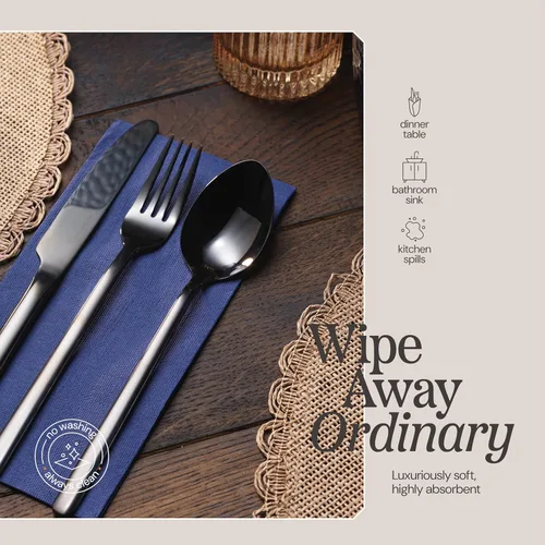 Miniatura 5 de Servilletas de cena desechables de papel rosa, [paquete de 300] servilletas de papel rosa acolchadas de 12" x 17" para bodas, recepciones, baños