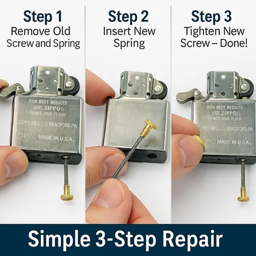 Miniatura 4 de Kit de reparación de mechero IN SELECT - Partes de repuesto de resorte de pedernal compatibles con mecheros Zippo, piezas de latón duraderas