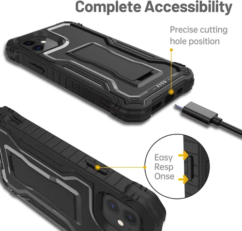Miniatura 4 de FITO Funda compatible con iPhone 11, doble capa a prueba de golpes, resistente con protector de pantalla para iPhone 11 y iPhone XR de 6.1 pulgadas