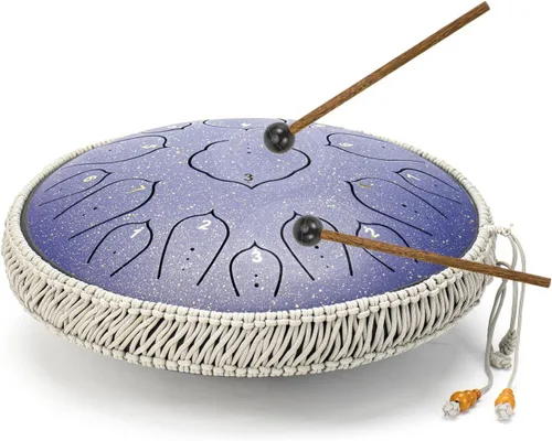 Miniatura 5 de Tambor de Lengua de Acero - ChunFeng 14 Pulgadas 15 Notas - Tambores de Acero para Adultos - Tambores Handpan con Libro de Música, Mazos de Tambor