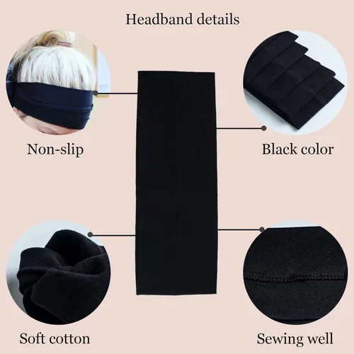 Miniatura 4 de 6 Piezas Diademas Negras y Blancas para Mujeres Cabello Diadema de Algodón Antideslizante Elástica Extensible Soporte Envolvente Elástico