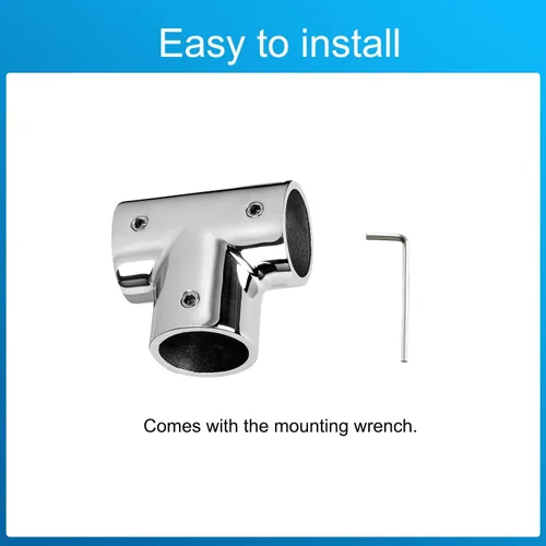 Miniatura 7 de Accesorio de barandilla de barco resistente, 3 vías de 90 grados en T, acero inoxidable 316, conector de tubería para tubos de 7/8 o 1 pulgada