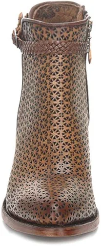 Miniatura 3 de Botines Cuadra para mujer en piel bovina con perforaciones con cremallera