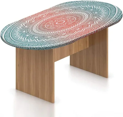Miniatura 13 de XISUNYA Mantel ovalado ajustable para patio, de poliéster elástico degradado, mantel con estampado de mar y océano misterioso profundo, se adapta a