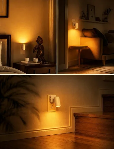 Miniatura 5 de L LOHAS LED Luces nocturnas enchufables a la pared, [paquete de 2] focos de pared para interiores con sensor de luz, luces nocturnas ámbar