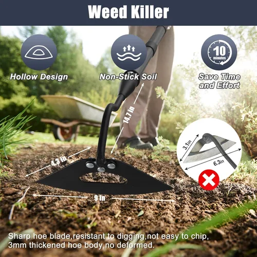 Miniatura 2 de Azada - Herramienta de jardín, azada hueca de mango largo de 70 pulgadas, desbrozadora manual ajustable, azada de jardín resistente para deshierbar