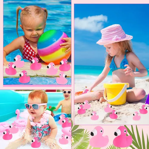Miniatura 5 de Jerify Pato de goma flamenco a granel rosa para niños, juguetes de baño flotantes, patos flotantes de verano para playa, patos de goma para baby