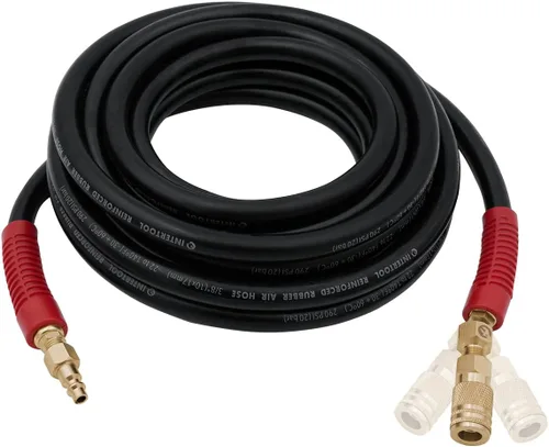 Miniatura 11 de INTERTOOL Manguera de compresor de aire 1/4-pulgada x 25 pies, ligera con acoplador rápido resistente y enchufe de servicio pesado - Resistente a