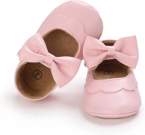 Miniatura 5 de myppgg Zapatos planos Mary Jane para bebé niña, con lazo brillante, vestido de princesa, zapatos de cuna antideslizantes para niños pequeños que